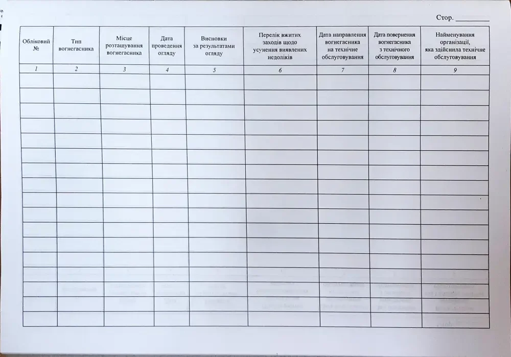 Журнал обліку вогнегасників на об'єкті. — фото 2
