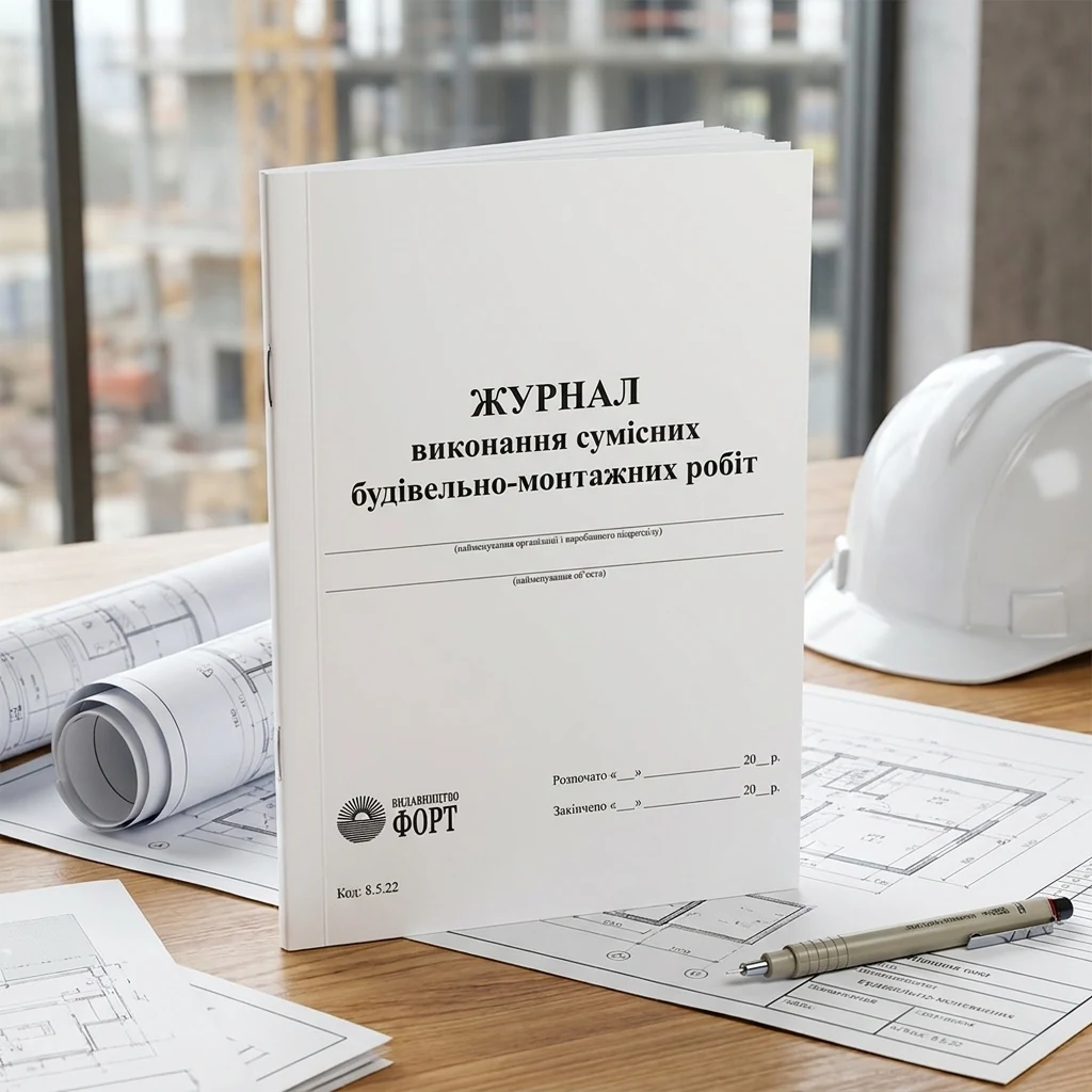 Журнал виконання сумісних будівельно-монтажних робіт.А4 48 сторін.Журнали з будівництва.