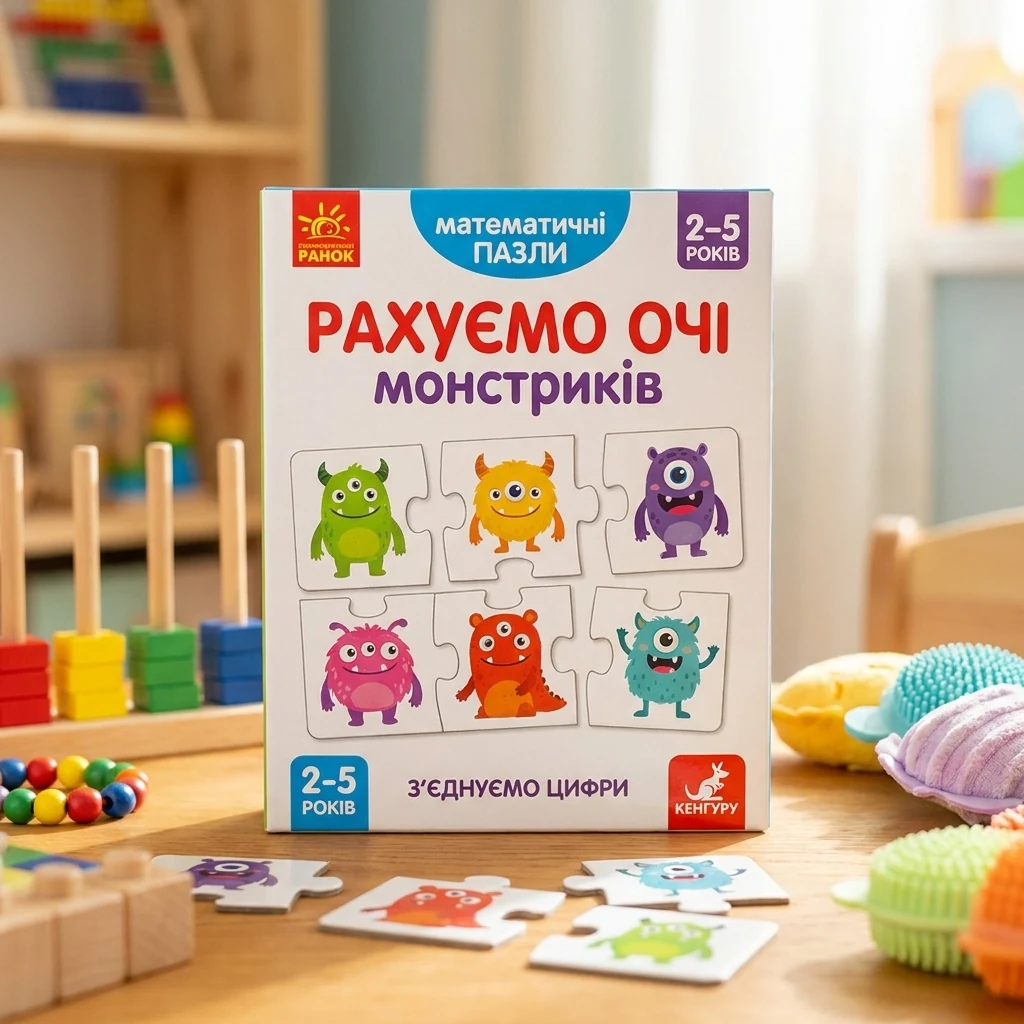 З'єднуємо цифри.Математичні пазли.Рахуємо очі монстриків. 2-5 р. Кенгуру/Ранок