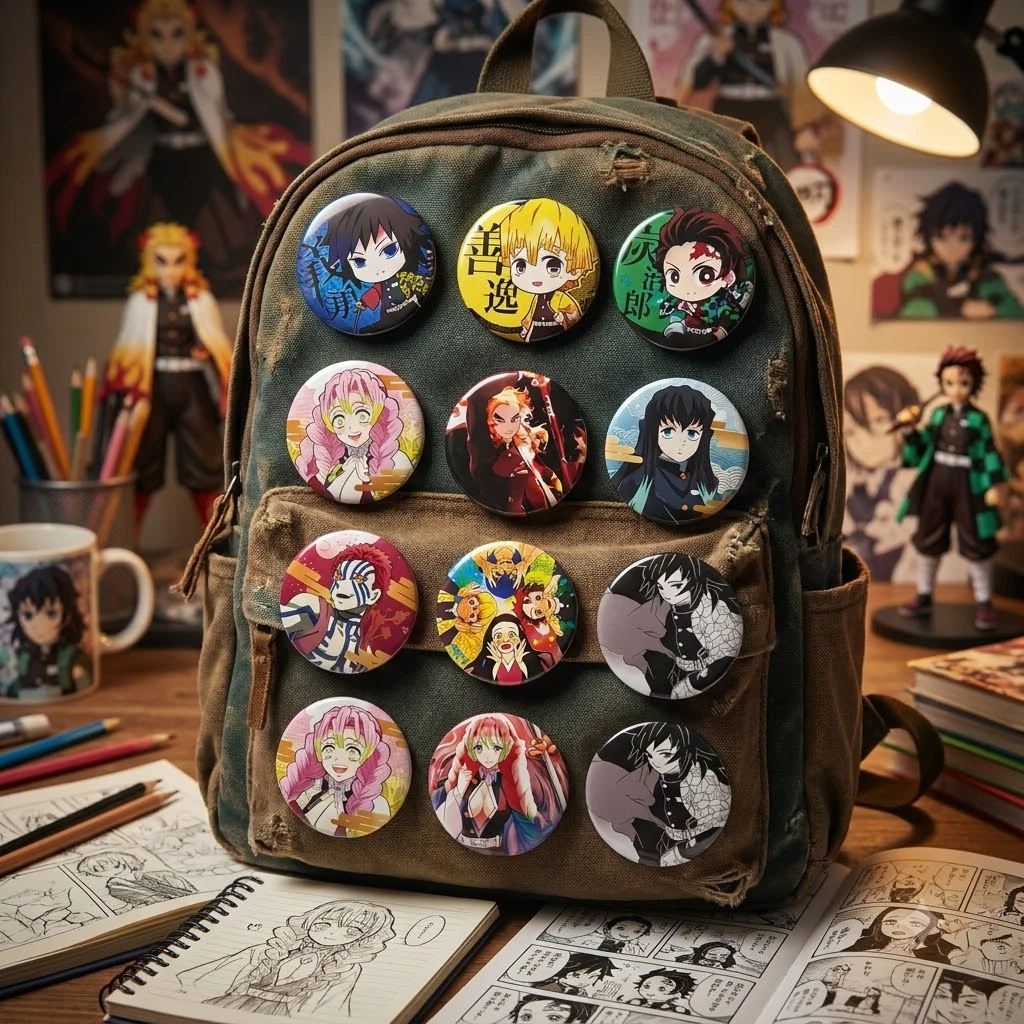 Значок металевий (шпилька) на рюкзак 55 мм ANIME