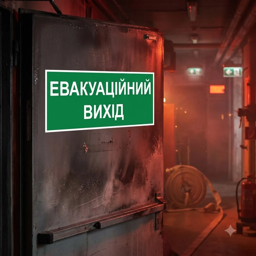 Знак:"Евакуаційний вихід" 250х100 мм. наклейка