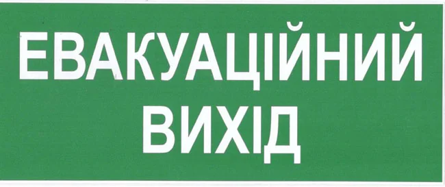 Знак:"Евакуаційний вихід" 250х100 мм. наклейка