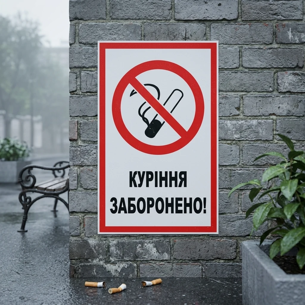 Знак: Курити заборонено. 240х130 мм. наклейка