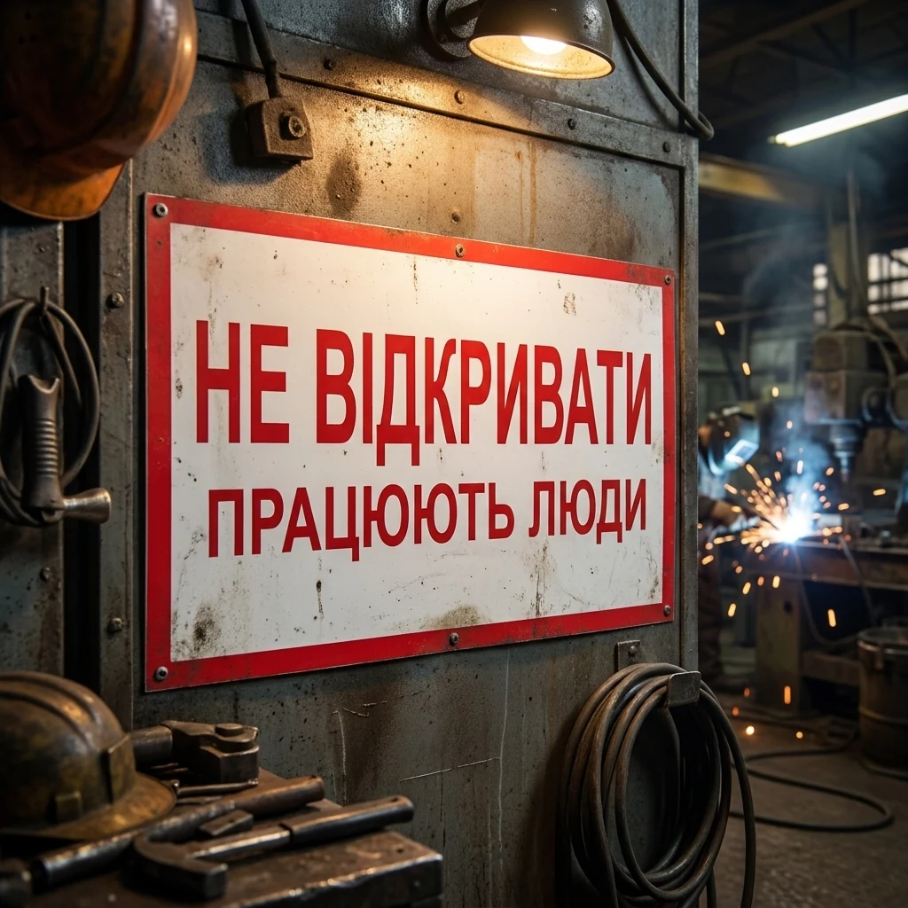 Знак:Не відкривати. Працюють люди. 240х130 мм. пластик