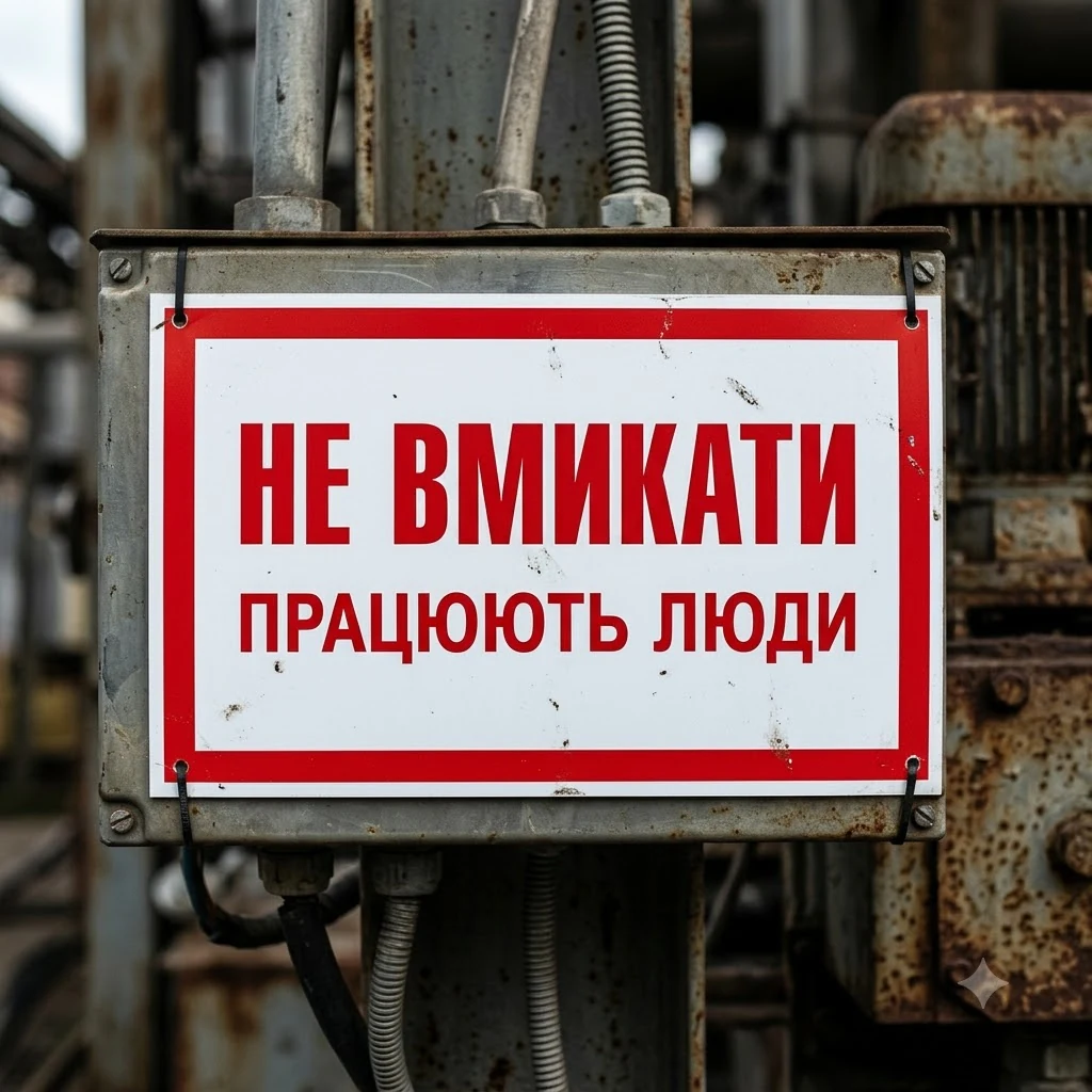 Знак:Не вмикати. Працюють люди. 240х130 мм. пластик