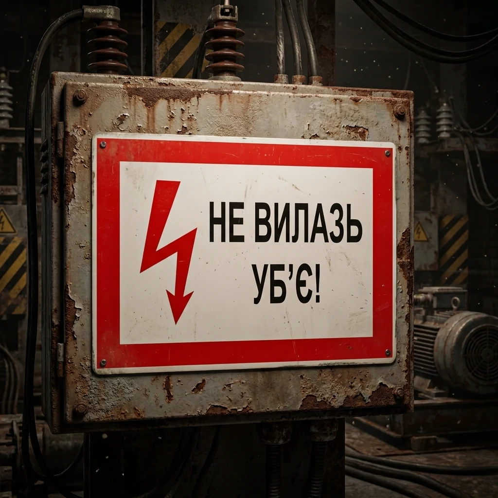 Знак:Не вилазь. Уб'є. 280х210 мм. пластик