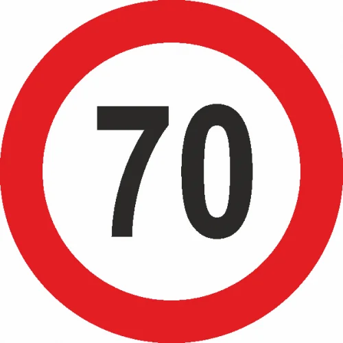 Знак:Обмеження швидкості 70. 130 мм. наклейка