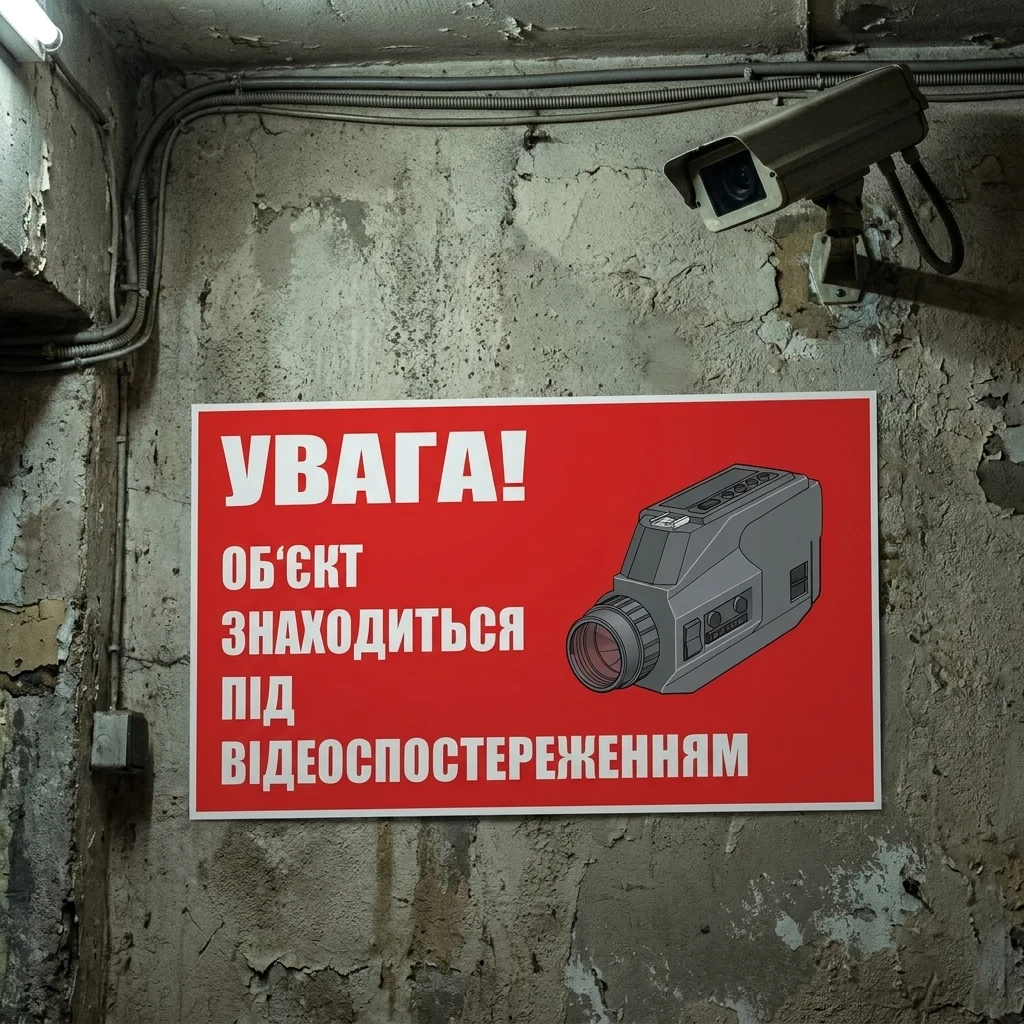 Знак:Ведеться відеоспостереження. 100х145мм. наклейка — Спецлітература