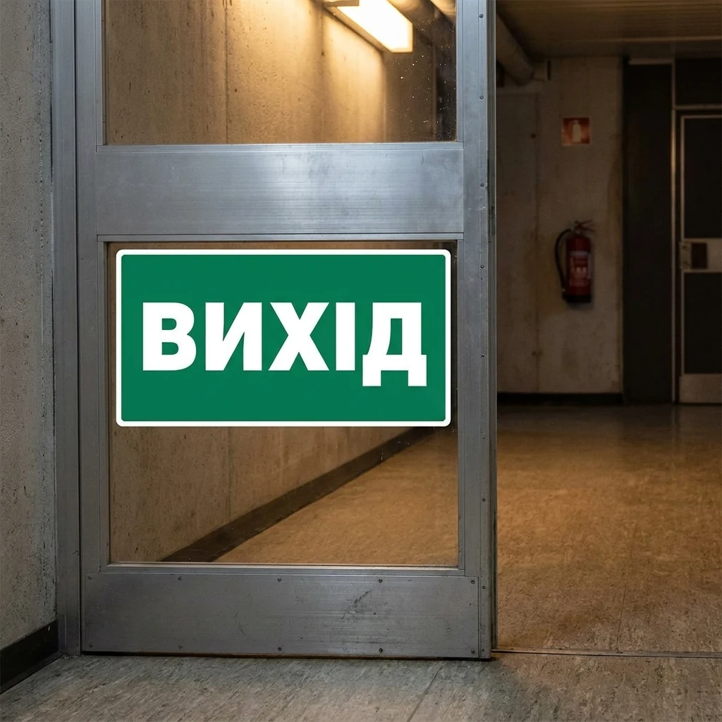 Знак:"Вихід" 240х130 мм. наклейка — Спецлітература