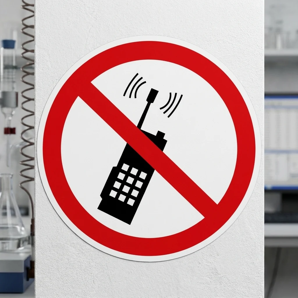 Знак:Заборонено користуватись мобільним телефоном. 100 мм. наклейка