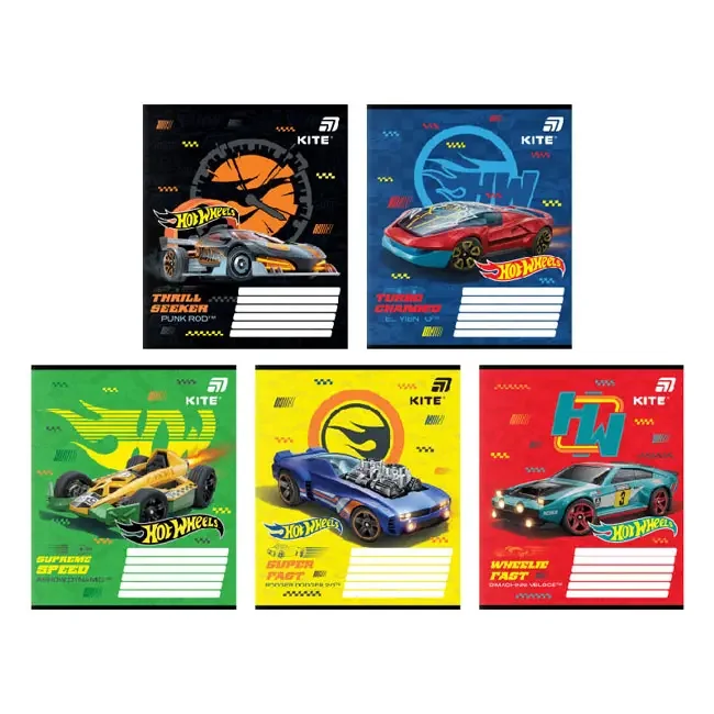 Зошит 12 аркушів клітинка Hot Wheels, Kite