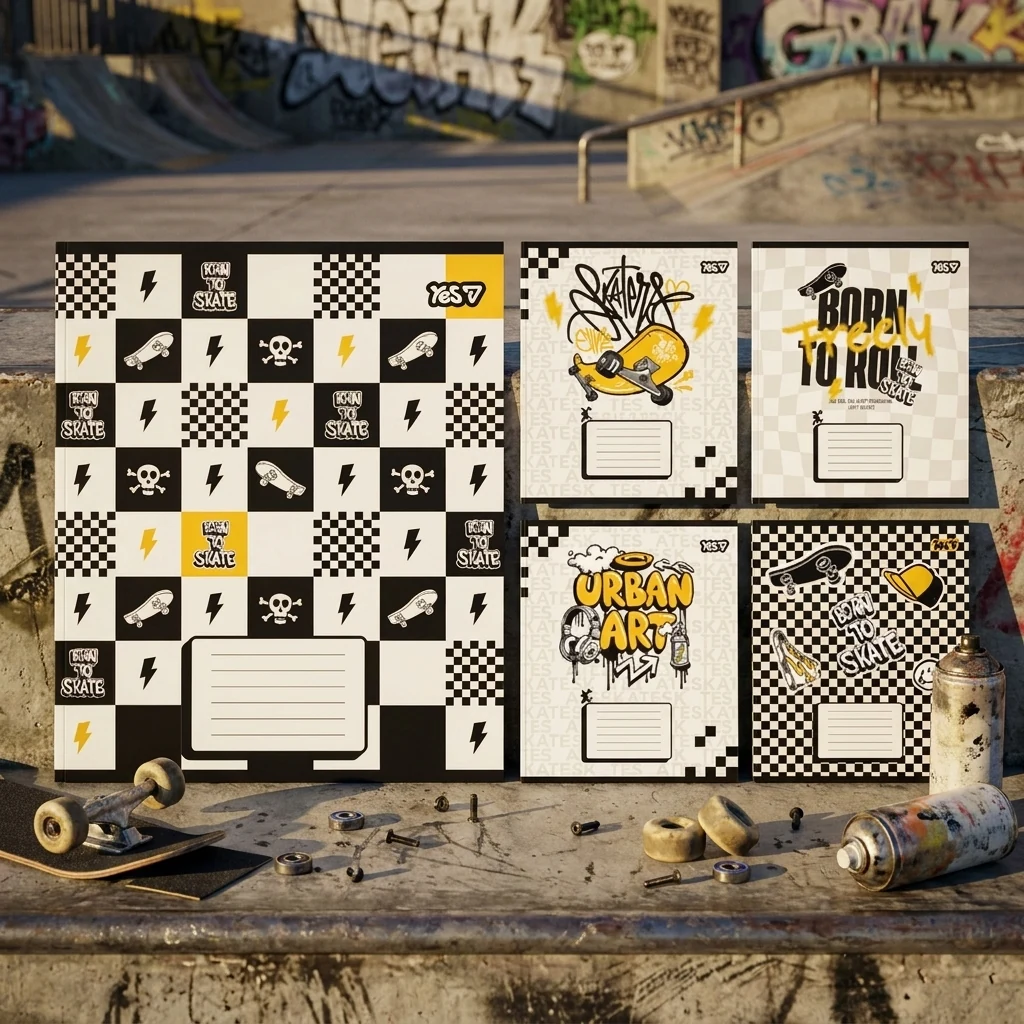 Зошит 12 аркушів коса лінія Born to skate, YES