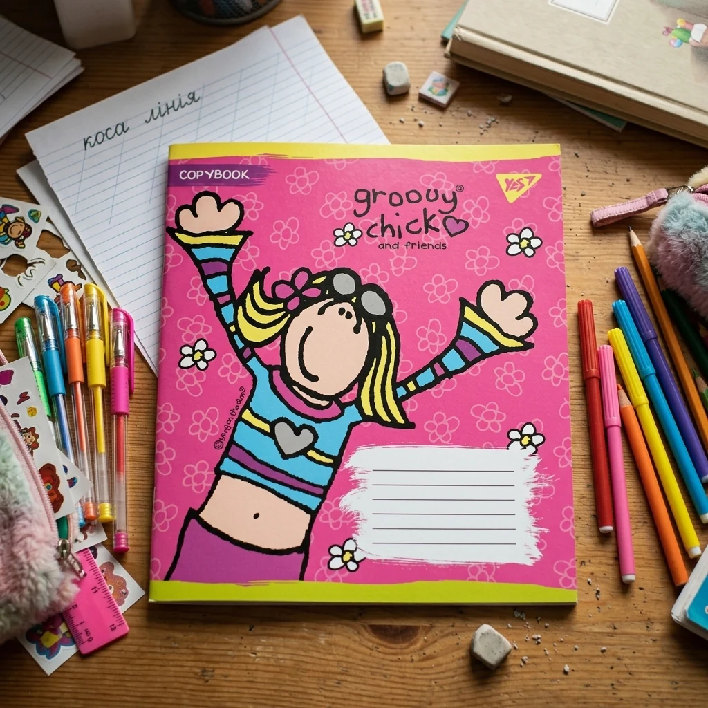Зошит 12 аркушів коса лінія Groovy chick, YES