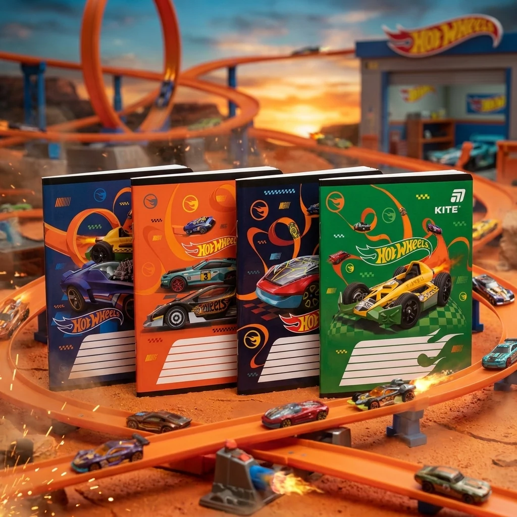 Зошит 12 аркушів коса лінія Hot Wheels, Kite