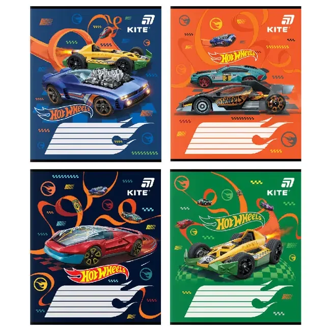 Зошит 12 аркушів коса лінія Hot Wheels, Kite