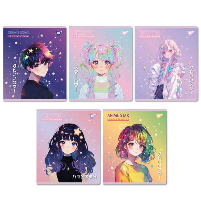 Зошит 12 аркушів у клітинку Anime star, YES