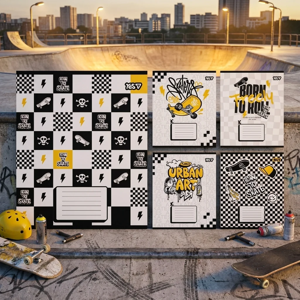 Зошит 18 аркушів клітинка Born to skate, YES