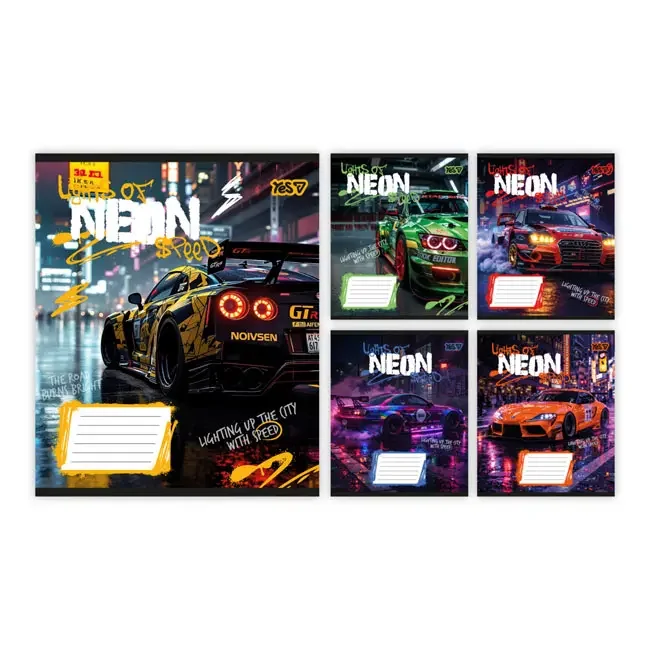 Зошит 18 аркушів клітинка Neon car, YES