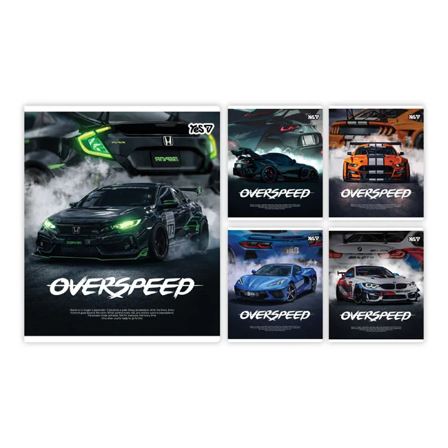 Зошит 18 аркушів клітинка Overspeed, YES