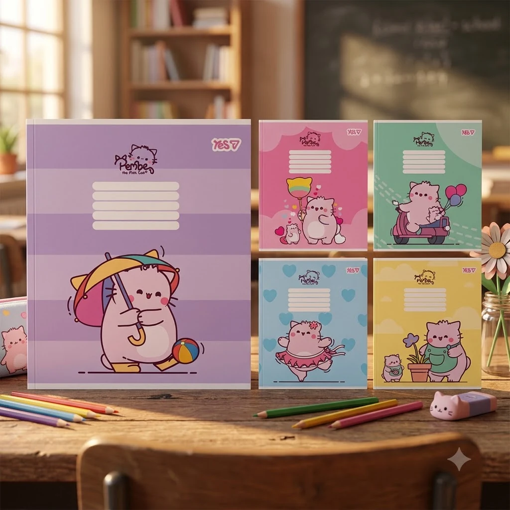 Зошит 18 аркушів клітинка Pembe the cat, YES