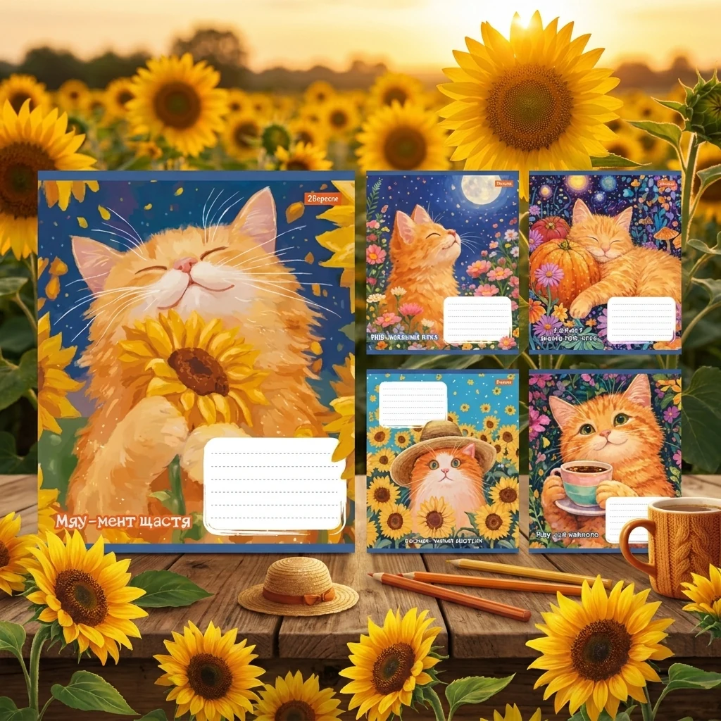 Зошит 18 аркушів лінія Sunny cat, 1 Вересня