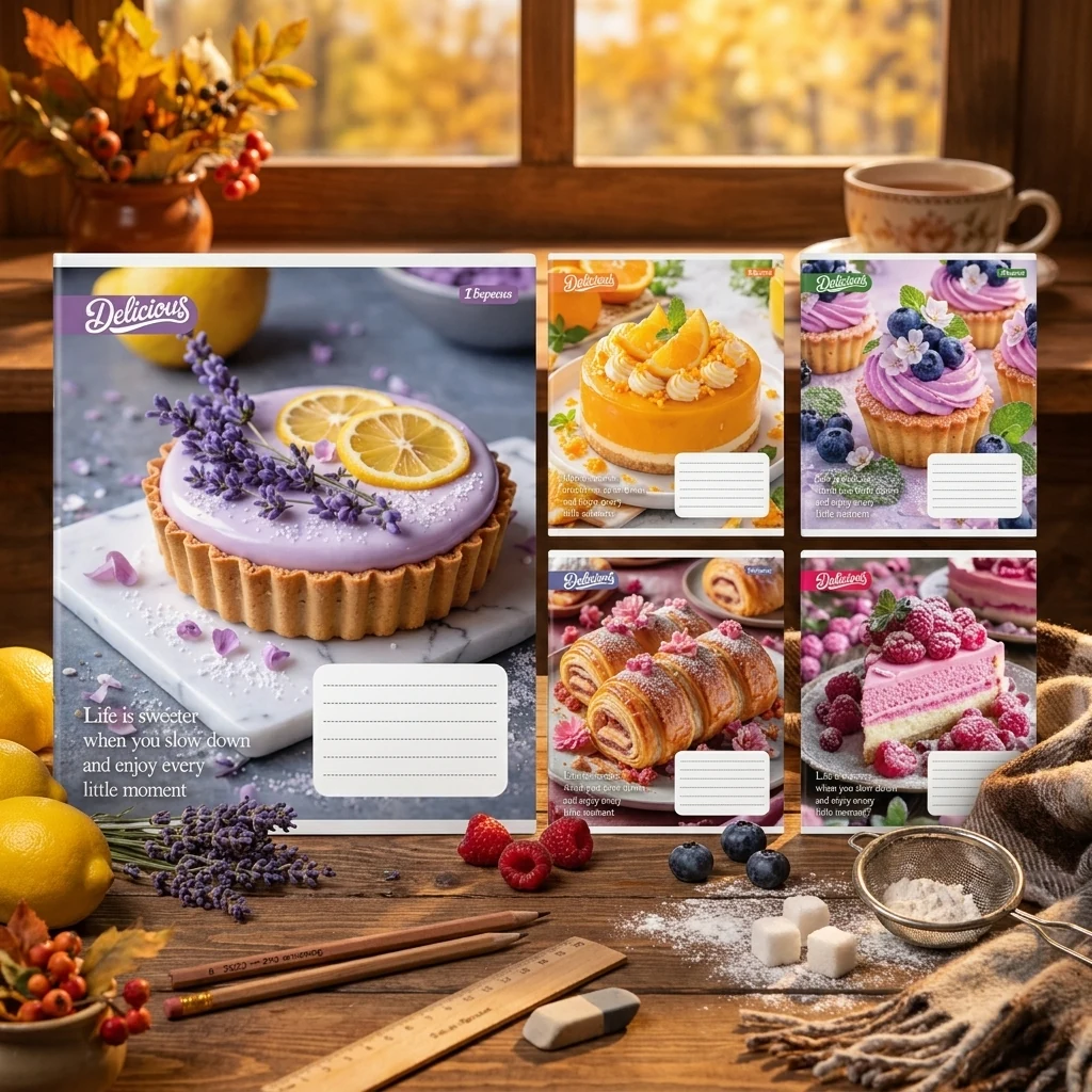 Зошит 36 аркушів клітинка Cake,1 Вересня
