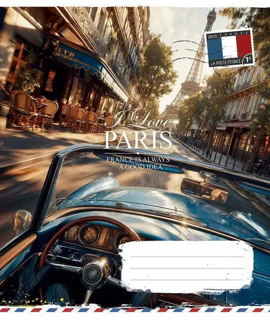 Зошит 36 аркушів клітинка I Love Paris, Школярик — фото 4