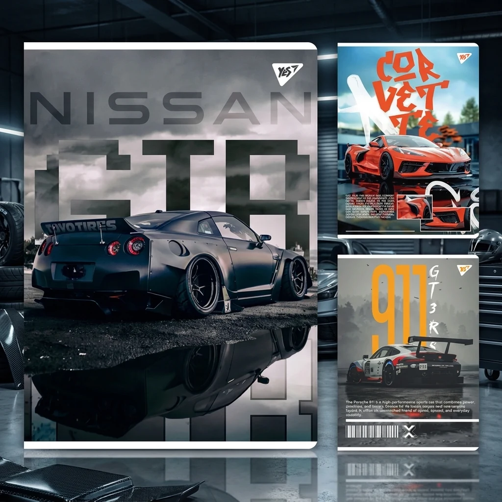 Зошит А4 48 аркушів клітинка Sport car YES