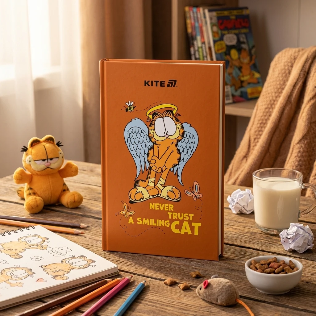Зошит А5 64 аркушів, блок чистий "Garfield", Kite