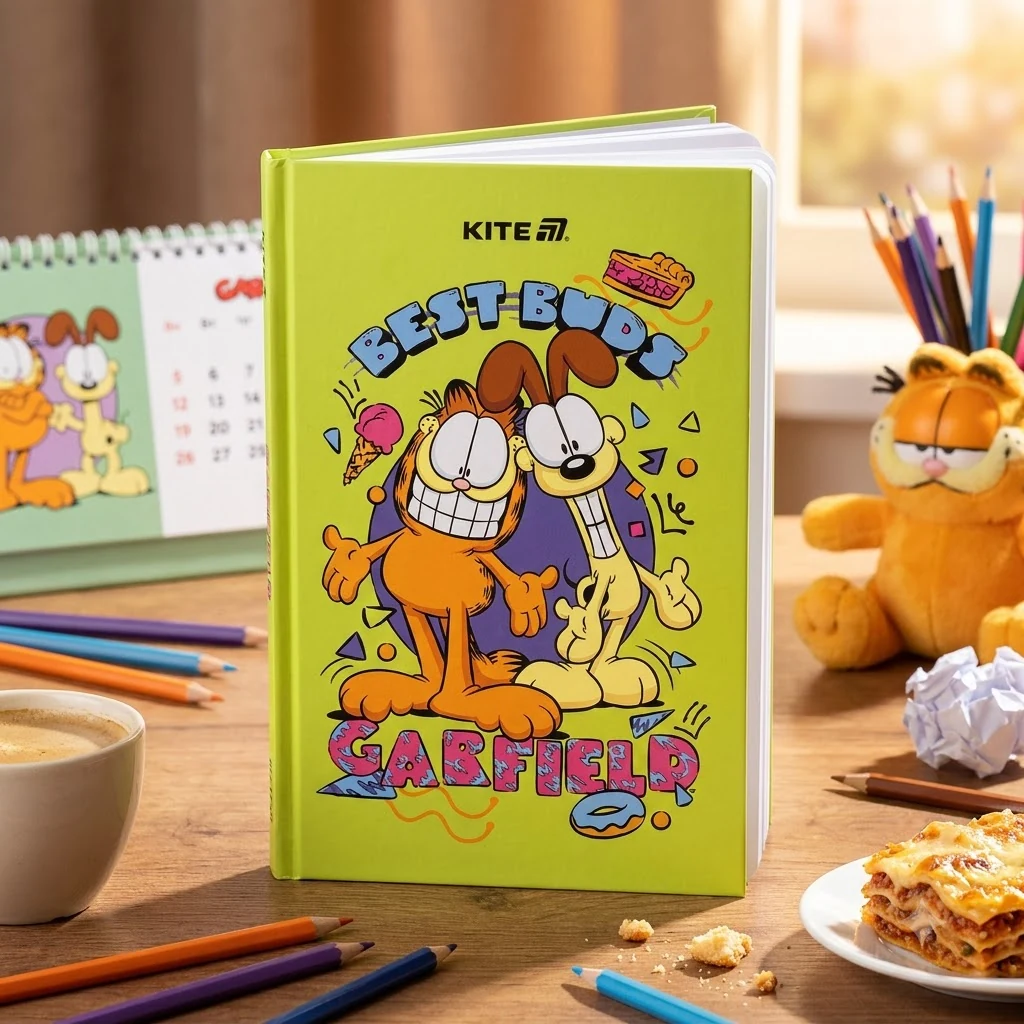 Зошит А5 64 аркушів, блок чистий "Garfield", Kite