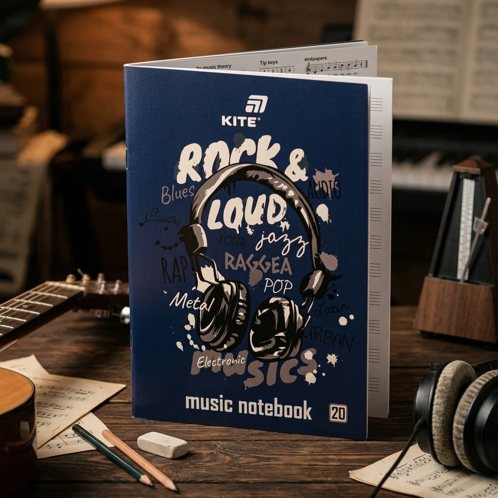 Зошит для нот А4 20 аркушів "Rock&Loud" Kite