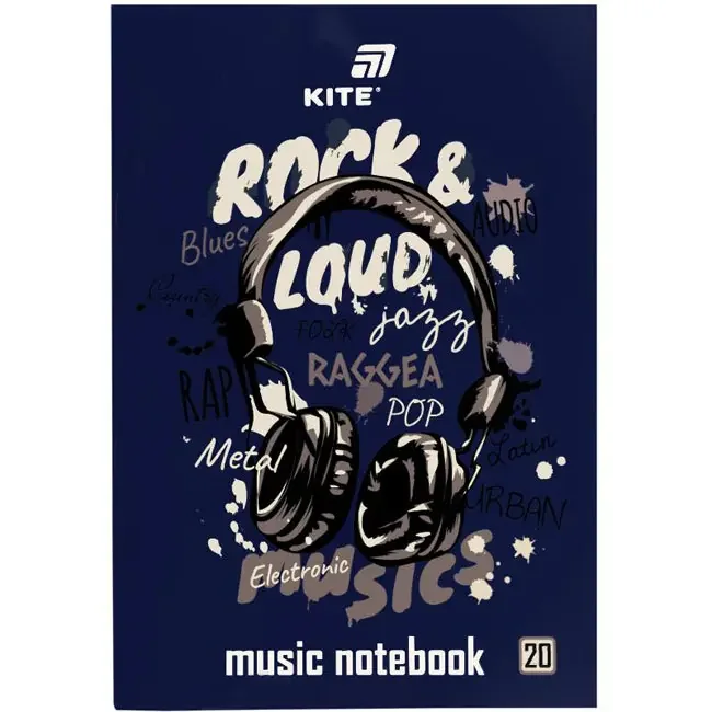 Зошит для нот А4 20 аркушів "Rock&Loud" Kite