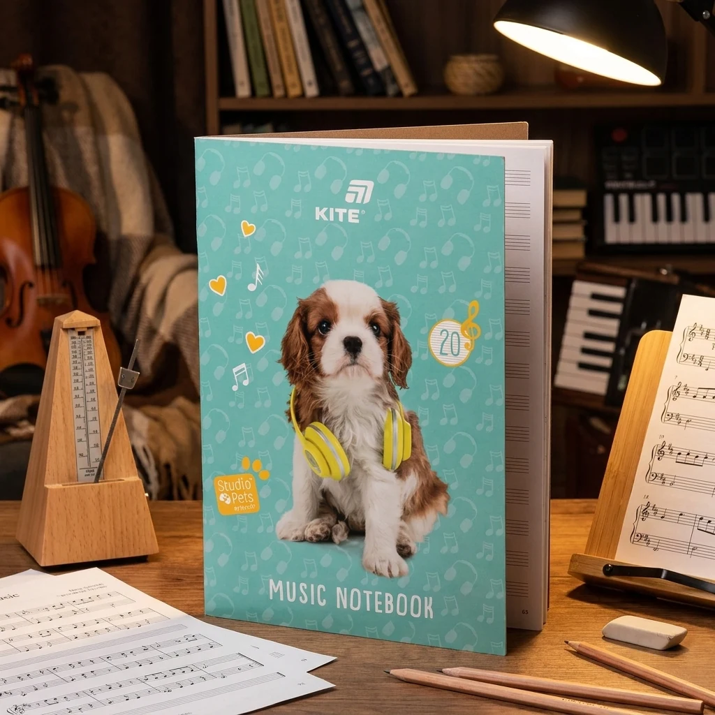 Зошит для нот А4 20 аркушів "Studio Pets" Kite