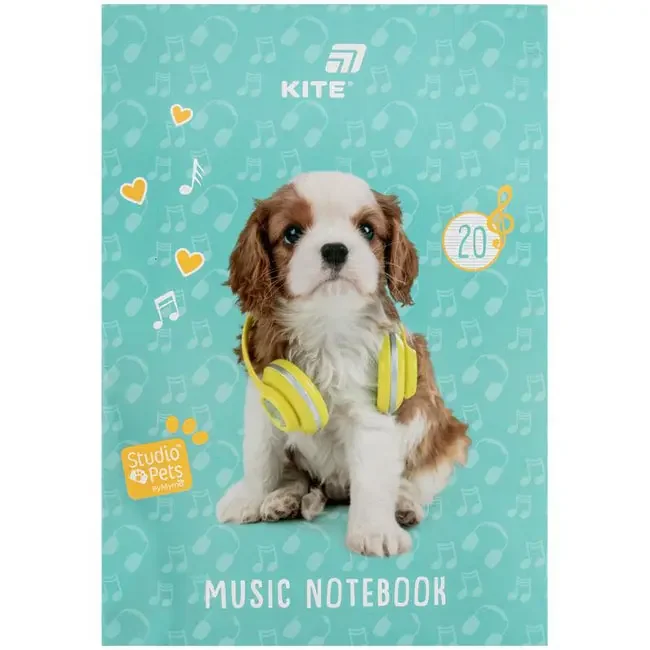 Зошит для нот А4 20 аркушів "Studio Pets" Kite