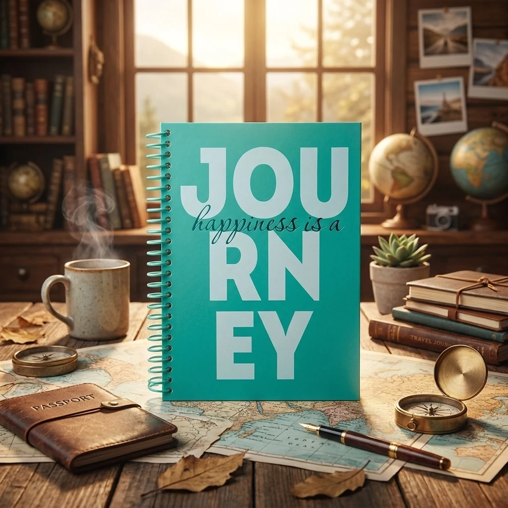 Зошит на спіралі А5 120 аркушів клітка, тверда обкладинка, "Journey"