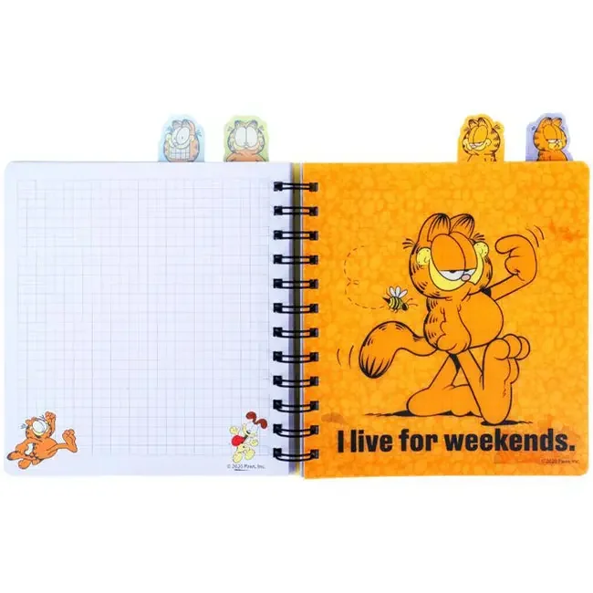 Зошит на спіралі B6 80 аркушів обкладинка пластикова, Garfield з розділювачами, клітинка — фото 2