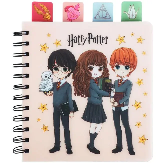 Зошит на спіралі B6 80 аркушів обкладинка пластикова, Harry Potter з розділювачами, клітинка