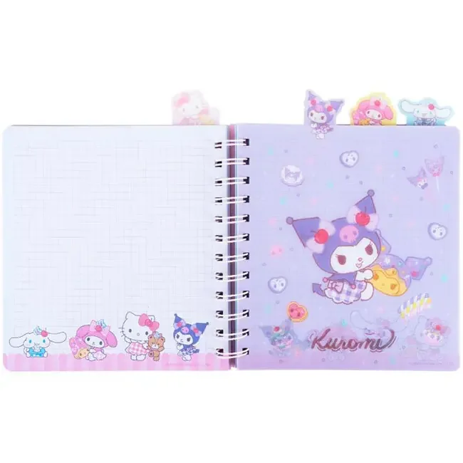 Зошит на спіралі B6 80 аркушів обкладинка пластикова, Hello Kitty з розділювачами, клітинка — фото 2