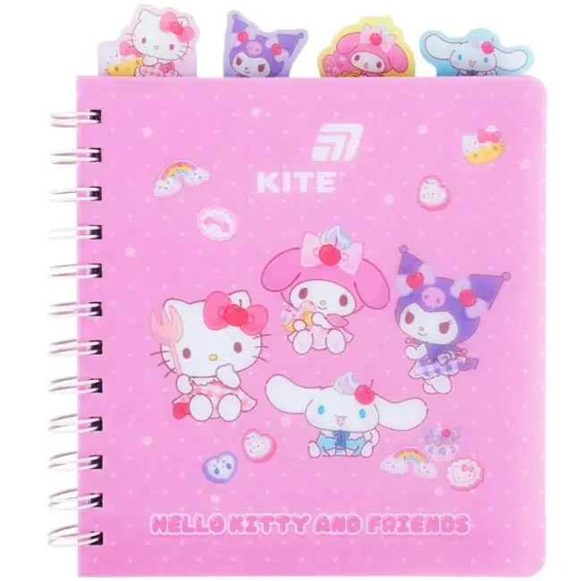 Зошит на спіралі B6 80 аркушів обкладинка пластикова, Hello Kitty з розділювачами, клітинка