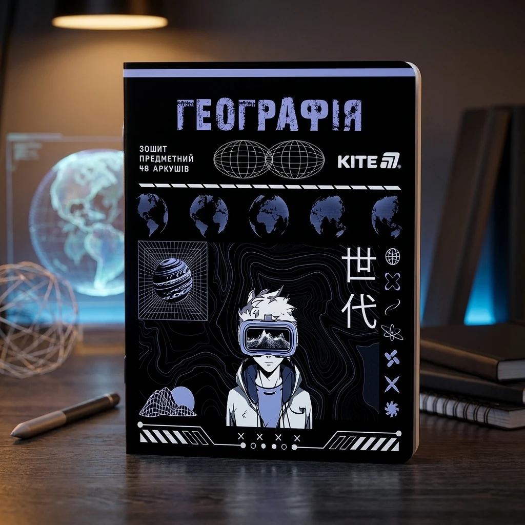 Зошит предметний 48 аркушів клітинка Cyber географія — Зошити та щоденники
