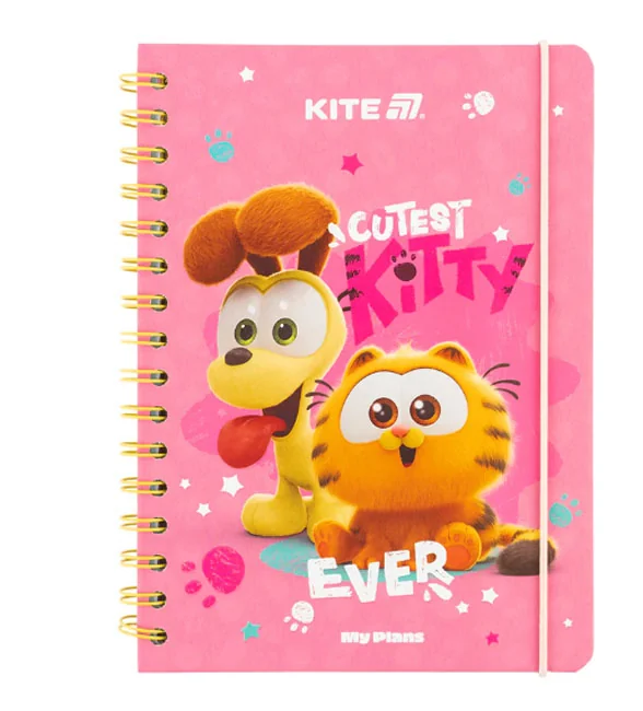 Зошит-щоденник на спіралі А5 69 аркушів "Garfield" Kite